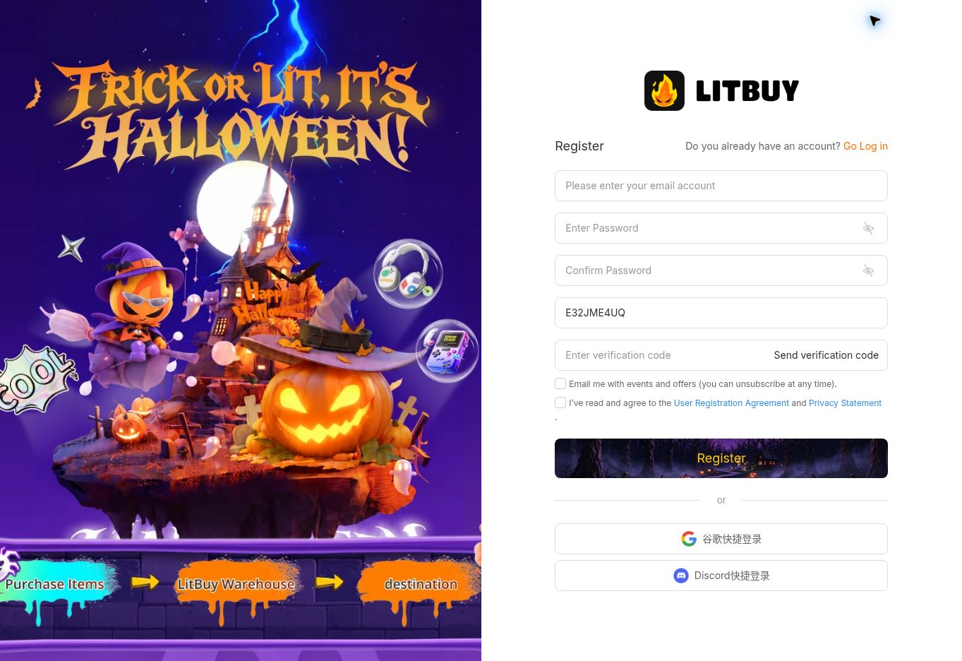 Create or sign in to your account · 1